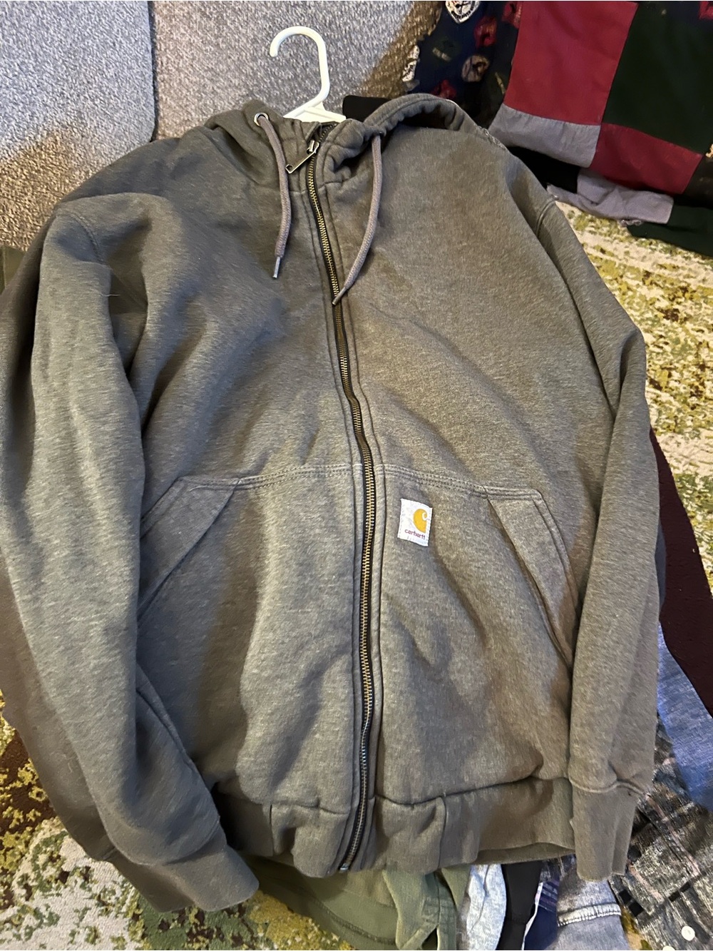 Carhartt Hooded Zip-Up Sweatshirt - Olive Green